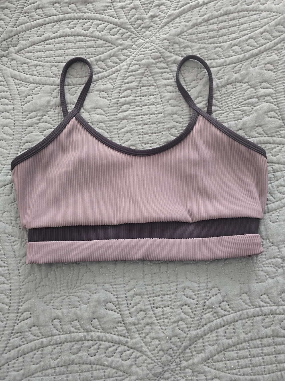 NWOT Born Primitive "Out of Line" Gray and Black Sports Bra - Medium